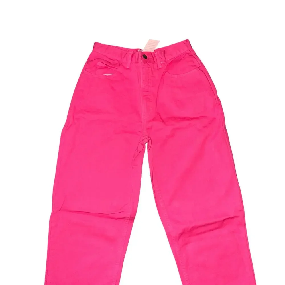 Moda Int'l The London Jean Hot Pink Straight Leg Denim Jeans Women's Size 10 NWT